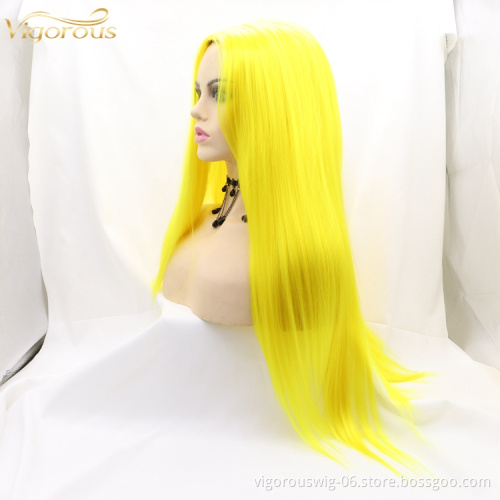 Vigorous best selling wholesale price ladies long straight wig machine made non lace synthetic hair wigs